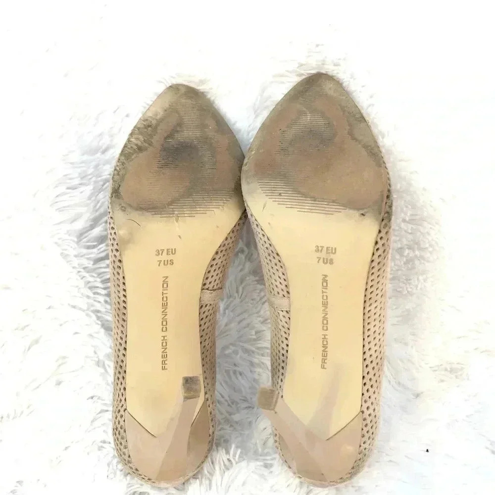 French Connection Suede Perforated Detail Heels. - Picture 5 of 7